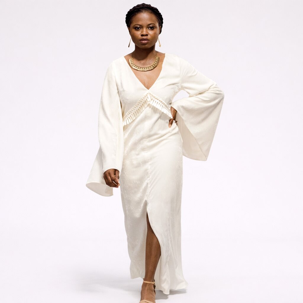 vestito branco longo
