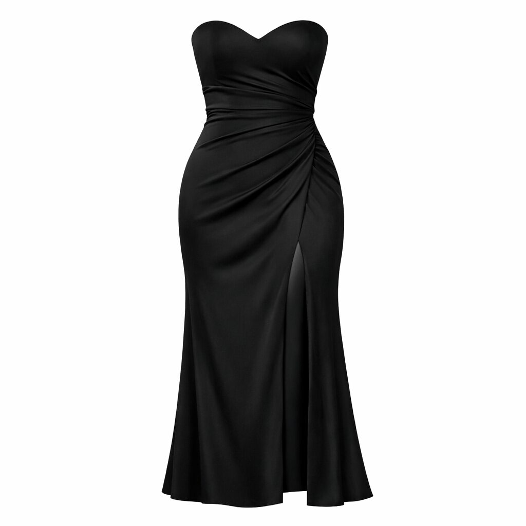 vestido longo preto sem alças